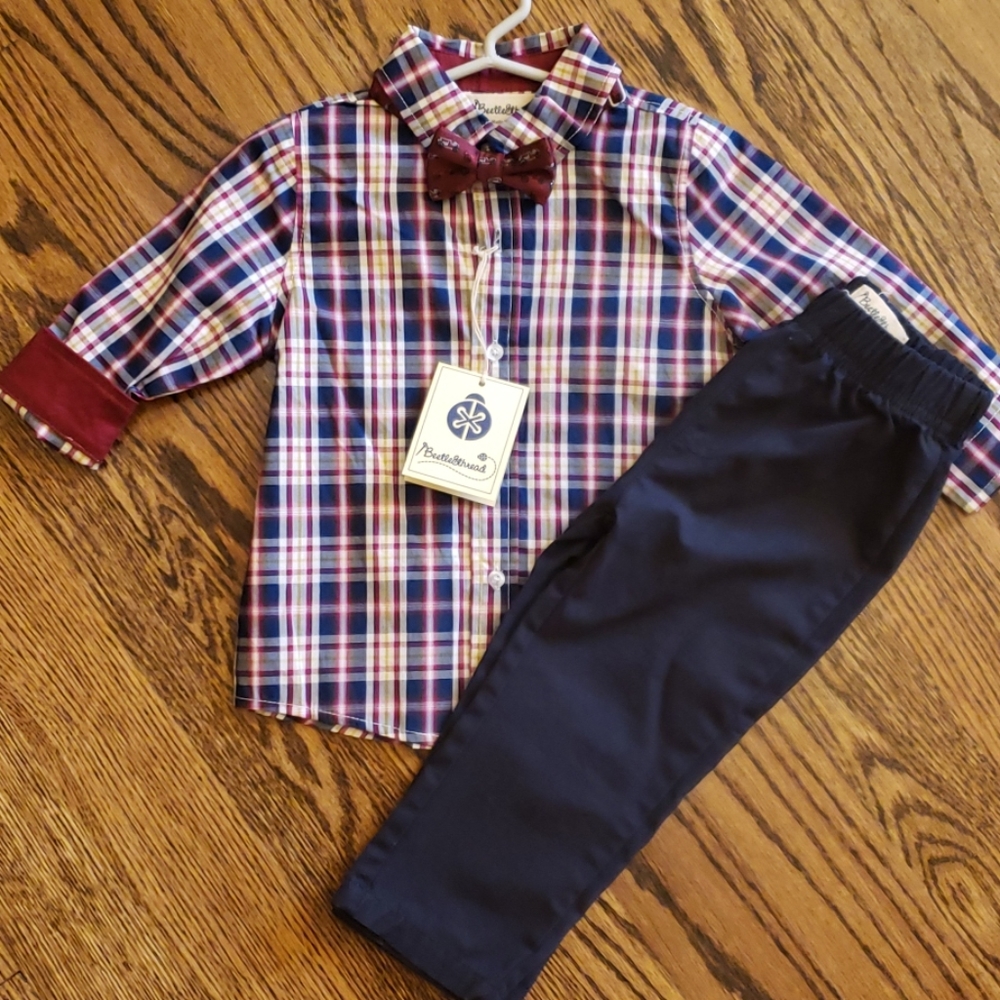 NWT Toddler Boy Dressy Outfit w/bowtie Set